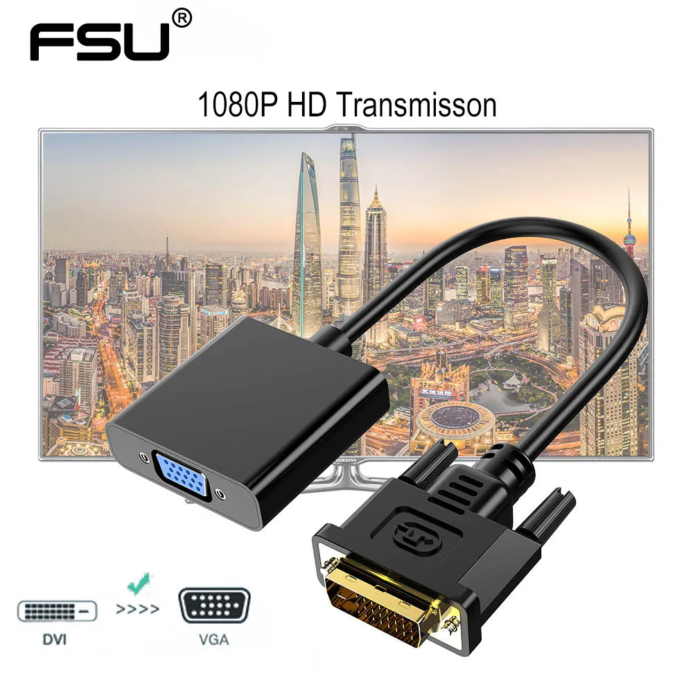 Адаптер видеокабеля FSU DVI D VGA 24 + 1 25 контактов 1080P|monitor cable|to vgadvi-d dvi-d |