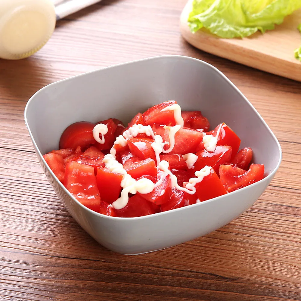 3 Color Plastic Salad Plate Square Bowl Kitchen Fruit Snack Candy Bowl Dish Tableware Refrigerator Food Preservation Container