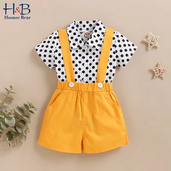 

Humor Bear Girls Set Holiday Style Sping Autumn Fly Sleeve Polka Dot Tops +Pants Outfits Toddler 2Pcs Children Clothes