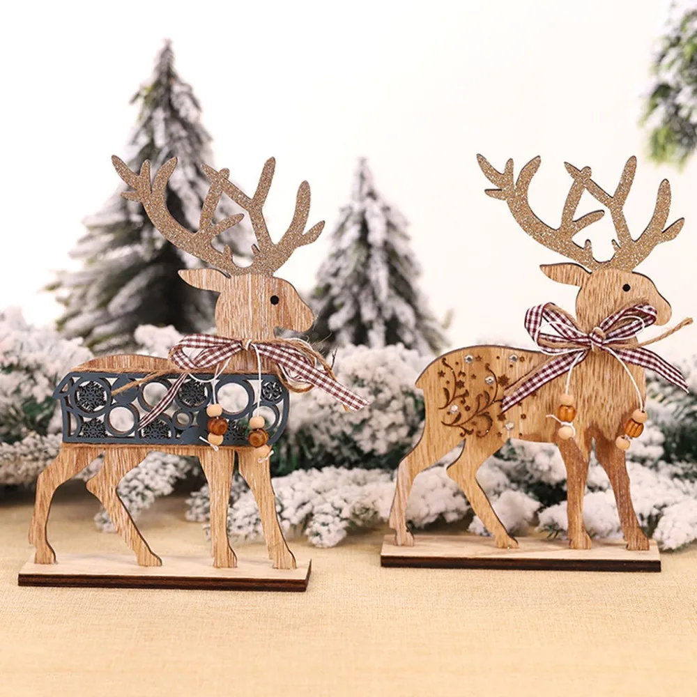 Christmas decoration for home wooden ornament elk gift window table simple decoration new year decor adornos navide os 30S11 (4)