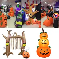 2024 New Outdoor Halloween Toys Decoration LED Lighted Inflatable Pumpkin Ghost Skeleton Skull Spider Halloween Party Proops 2