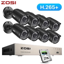 ZOSI 8CH CCTV sistemi H.265 + HD-TVI DVR kiti 8 1080p ev güvenlik su geçirmez açık gece görüş kamera Video gözetim kiti