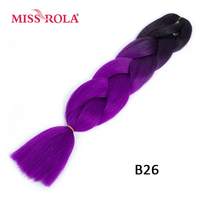 Miss Rola Synthetic Support Wholesale 100g 24 Inch Jumbo BraidsPink Green Yellow High Temperature Fiber Ombre Hair Extensions B26