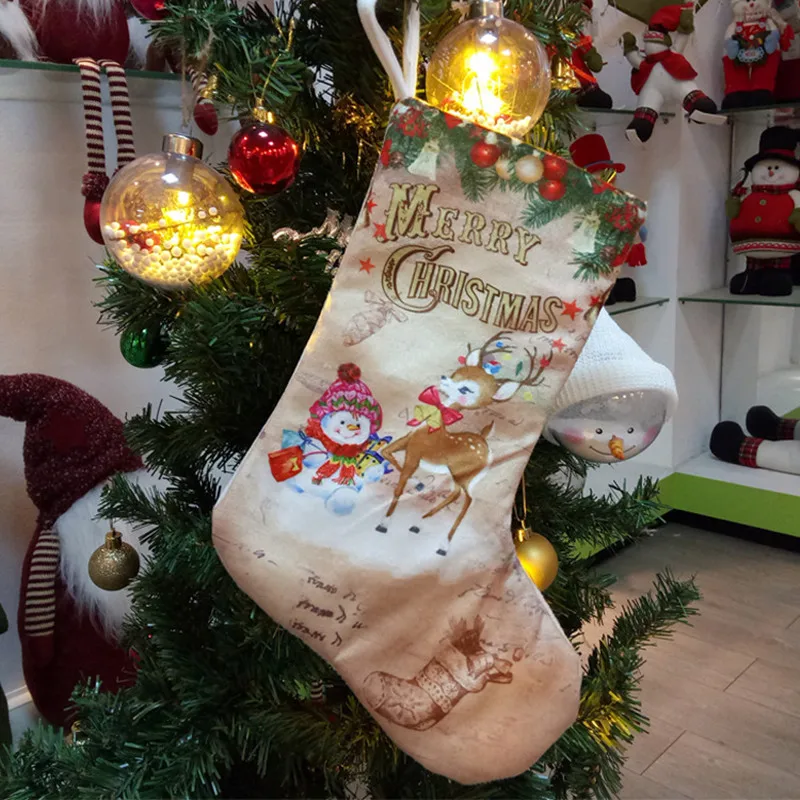 New Year Christmas Stocking Candy Dragee Small Boots Pendant Cloth Bags Christmas Decorations for Home Santa Sacks Presents