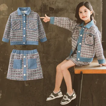 

Teen Girls Clothing Set Kids Clothes Jackets Skirt Suit Children Costume 2020 Spring Autumn School Girls Outfits 6 8 10 12 Year