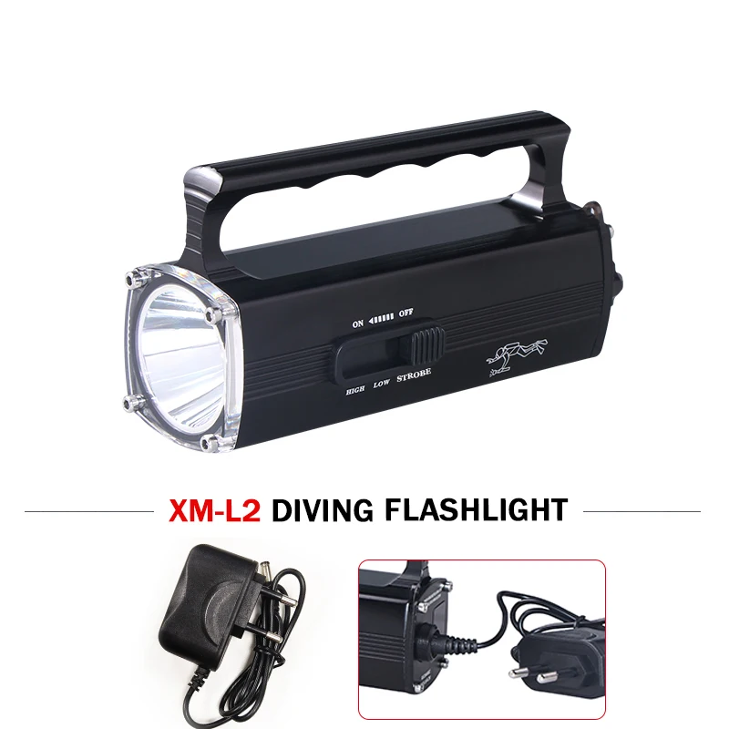 

professional diving xm l2 torch flashlight 100M underwater worklight scuba flashlights Built-in battery waterproof lampe torche