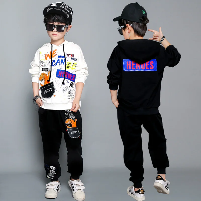 Kids Clothing Children's tracksuits Fashion Clothes Boys Cartoon Dinosaur Print Clothes for Girls 4 8 6 10 11 12 years old