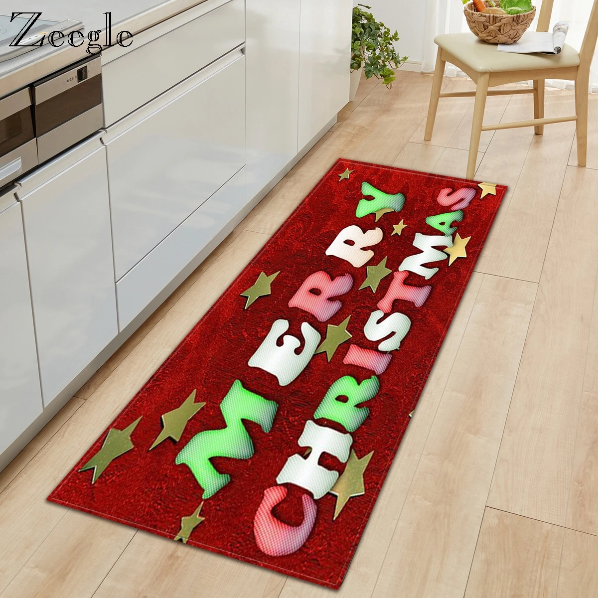 Zeegle Flannel Christmas Floor Mat Long Kitchen Water Absorption Carpet Living Room Foot Rug Home Decoration Hallway Doormat | Дом и сад