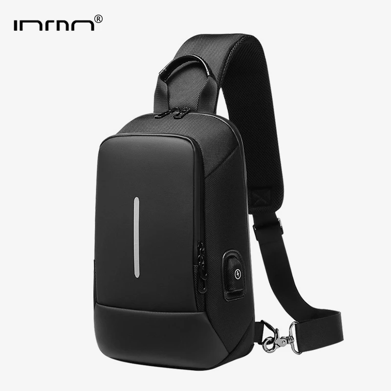 

INRNN Multifunction Chest Bag Men USB Charging Shoulder Bags Short Trip Crossbody Chest Pack Male Water Repellent Crossbody Bag