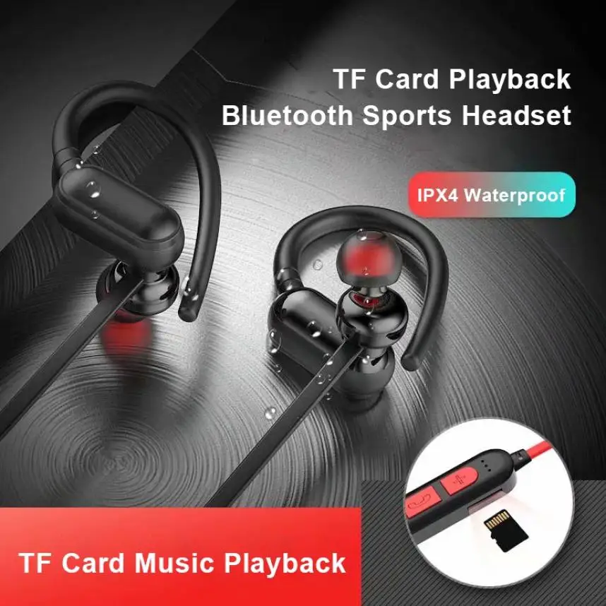 Wired Neck Hanger Earhook Bluetooth Headset 6D Sound Stereo Headphone TF Card Bluetooth 5 0 Dual use Version Waterproof Earphone