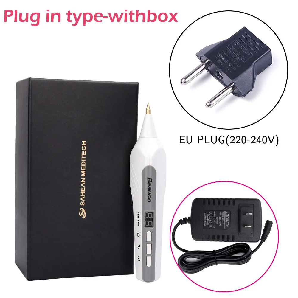 EU plug with box Веснушки морщинки моль удаление татуировки и двойные веки машина согревает темные пятна крот Татуировка шрамы удаление ионизирующий стержень домашнего использования - Цвет: EU plug with box