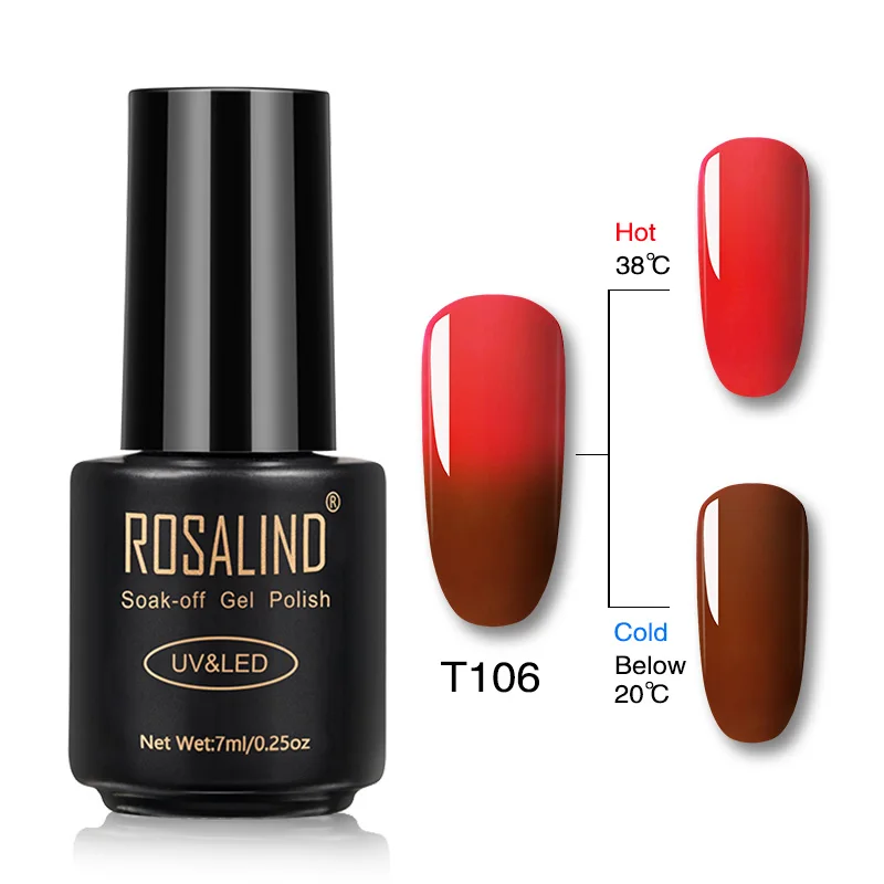 ROSALIND гель 1S меняющий температуру лак для ногтей 7 мл замачиваемый Гель-лак для ногтей Полупостоянный УФ светодиодный лак для ногтей - Цвет: RAT106