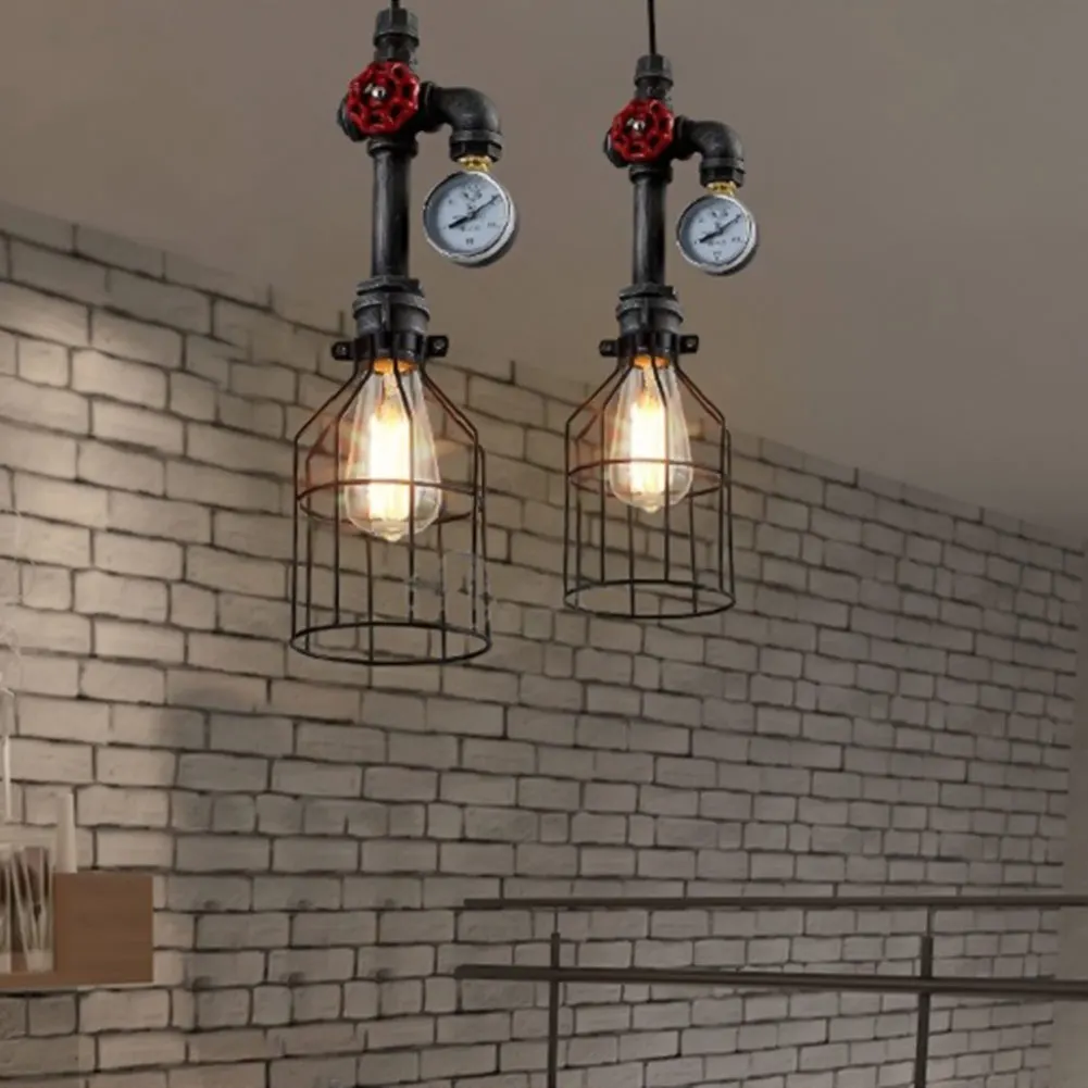 

E26/E27 Retro Loft Style Pendant Lamp Water Pipe Industrial Vintage Fixtures Bar Dinning Room Living Room Lamp