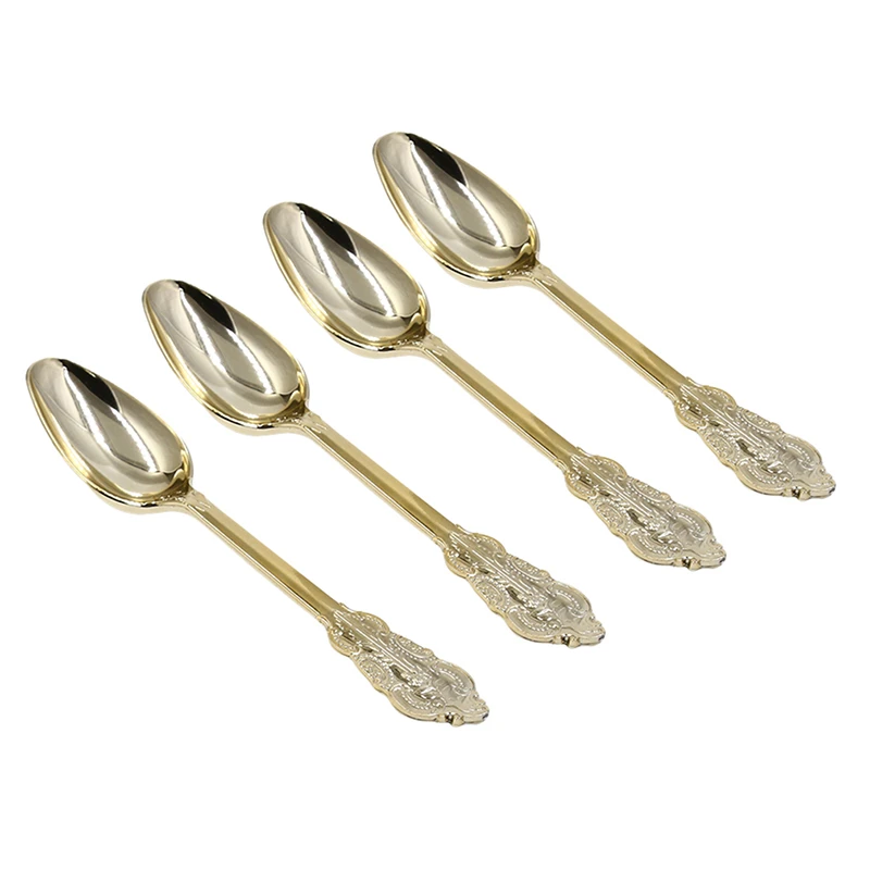 Disposable Imitation Metal Plastic Gold Silver Carved Embossed Cutlery Western Wedding Party Tableware Set