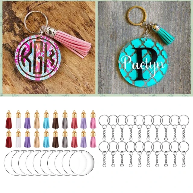 90 Pieces Acrylic Keychain Making Kit Clear Acrylic Keychain Blanks And  Colorful Tassel Pendants For Diy Projects - Key Chains - AliExpress