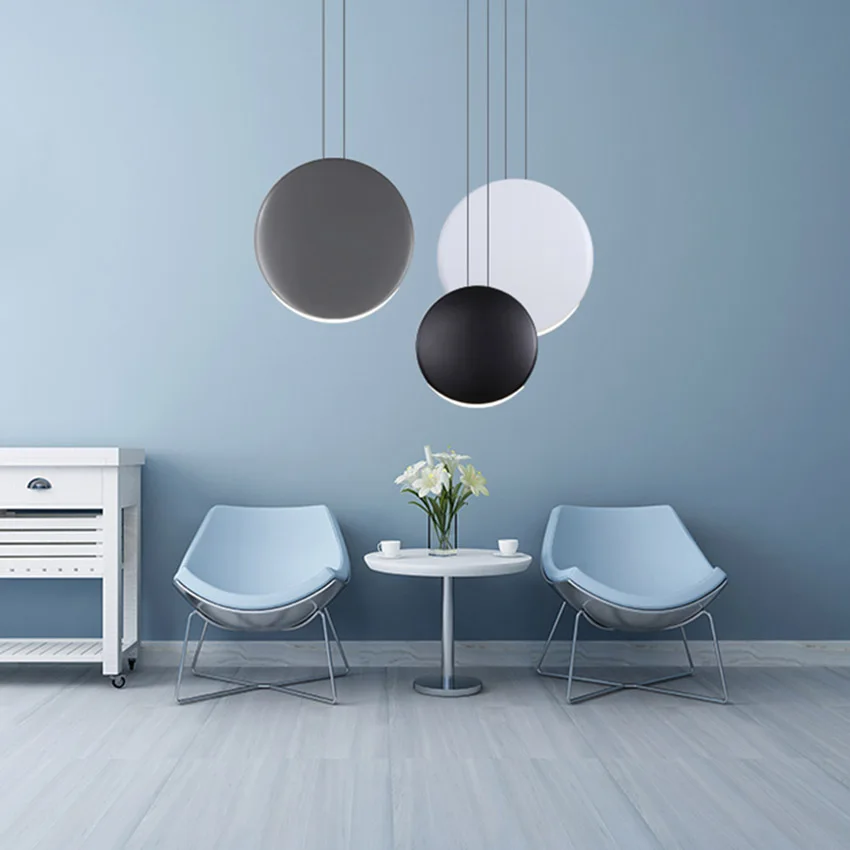 

Nordic Creative Round LED Aluminum Pendant Lights Modern Personality Cafe Living Room Lamp Bedroom Bedside Decor Light Fixtures