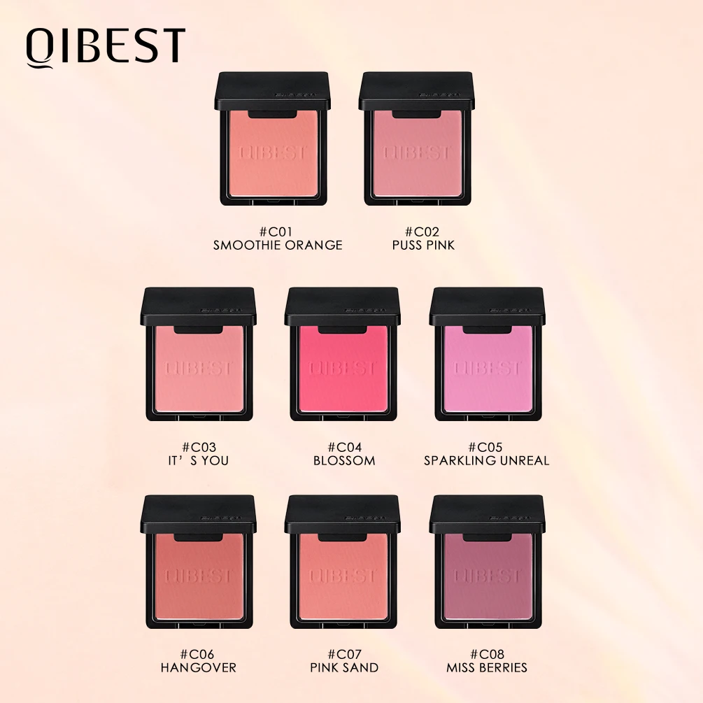 QIBEST Румяна персиковая Палитра 8 цветов минеральный пигмент для лица щек
