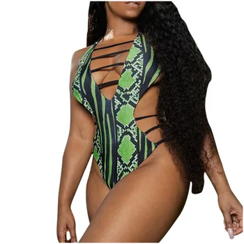 

WOMAIL Ladies Sexy Tube Top Lingerie Plus Size Women's Snake Pattern Print Split Fashion Underwear Set Lenceria 19Dec09