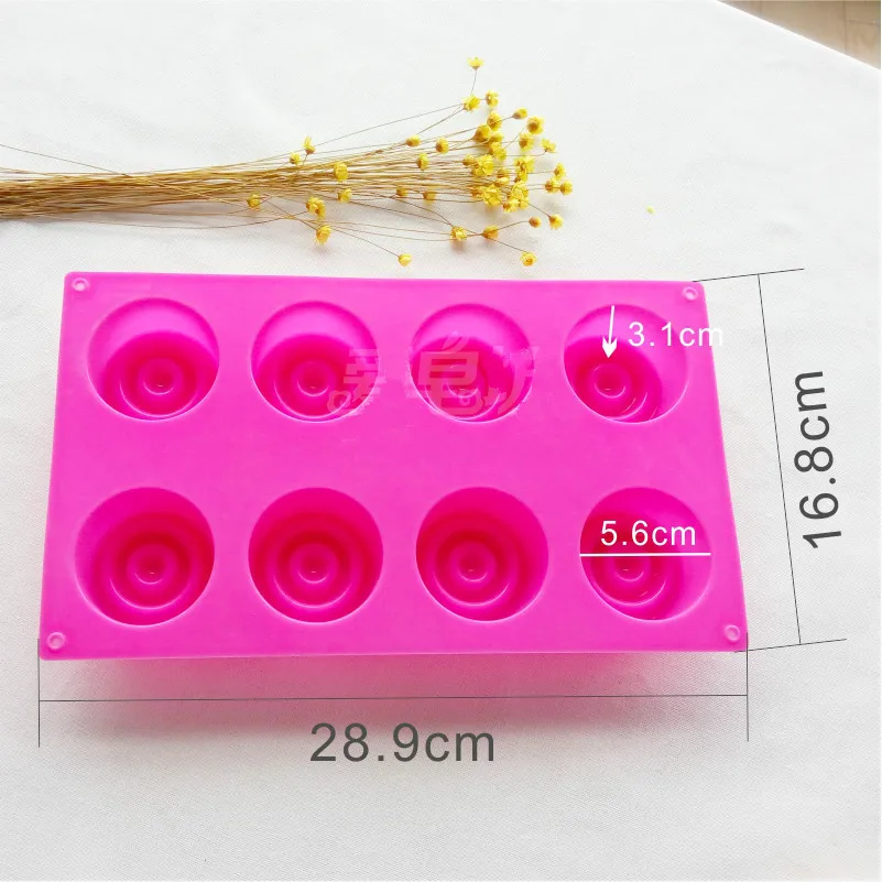 New Food Grade DIY Handmade Soap Silicone Mold Eight Hole Circle Silicone Mold 3d Candle Chocolate Mold Soap Making Supplies