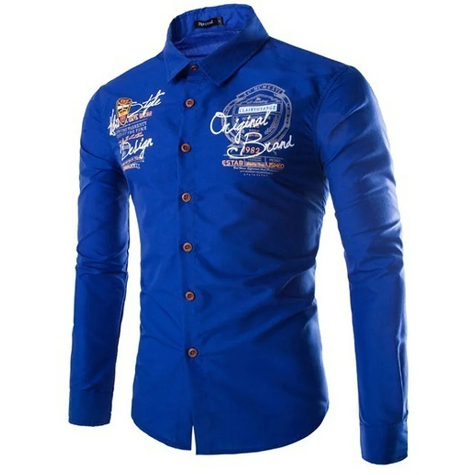 ZOGAA Casual Slim Fit Male Shirts Business shirt Geek Features Shirts Men Casual Jeans Shirt Print 2