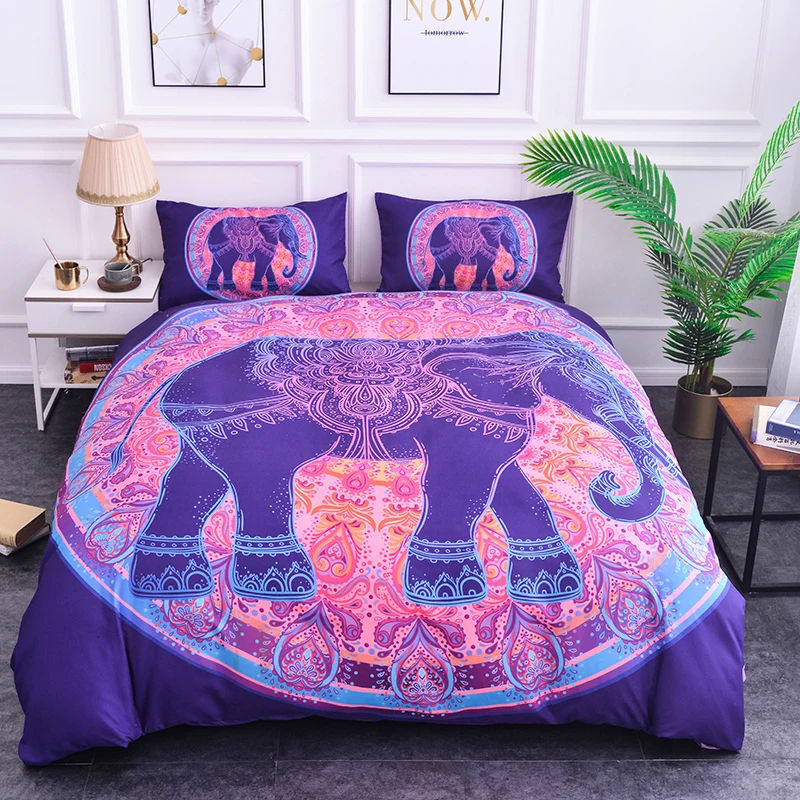 Набор постельного белья с 3D принтом слона, набор постельного белья в богемном стиле, пододеяльник, комплект пододеяльников, пододеяльник, размер США - Цвет: Set 3