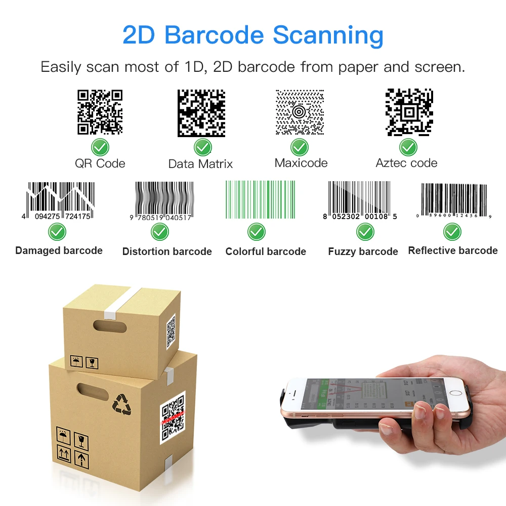 2D Back Clip Bluetooth Barcode Scanner Portable Barcode Reader Data Matrix 1D 2D QR Bar Code Scanner Android IOS System 2 2D Back Clip Bluetooth Barcode Scanner Portable Barcode Reader Data Matrix 1D 2D QR Bar Code Scanner Android IOS System - Image 2