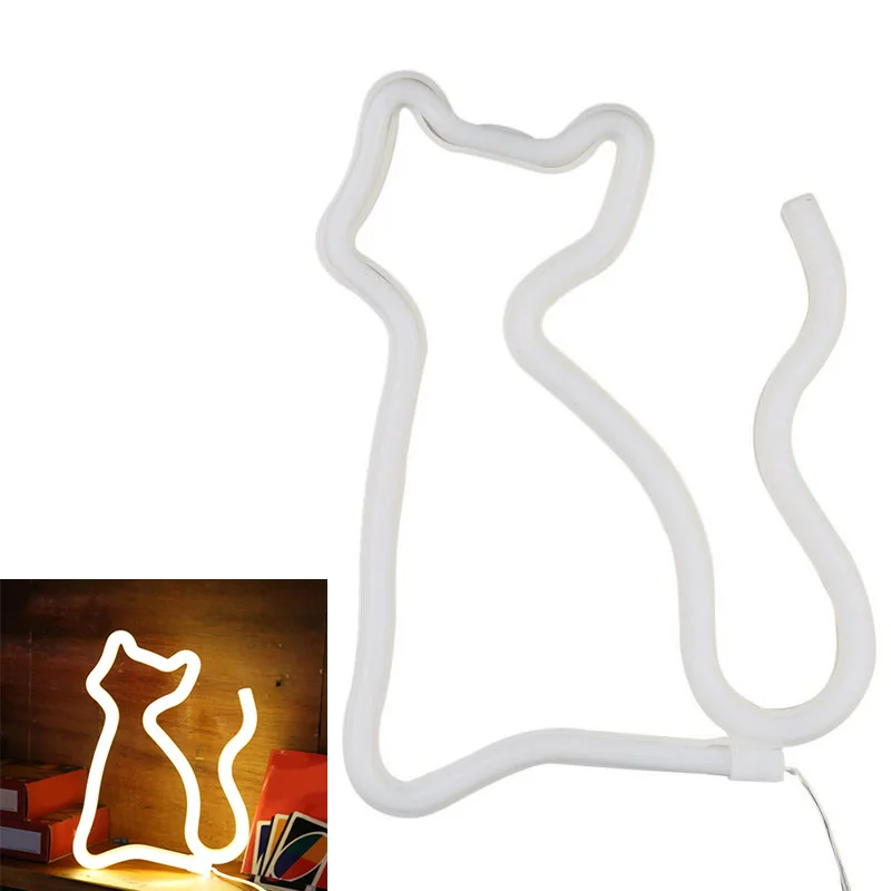 

Usb Battery Light Holiday Decor Neon Night Light Cat Shaped Led Lamp for Bedroom Decoration Wedding Party Decor Gift