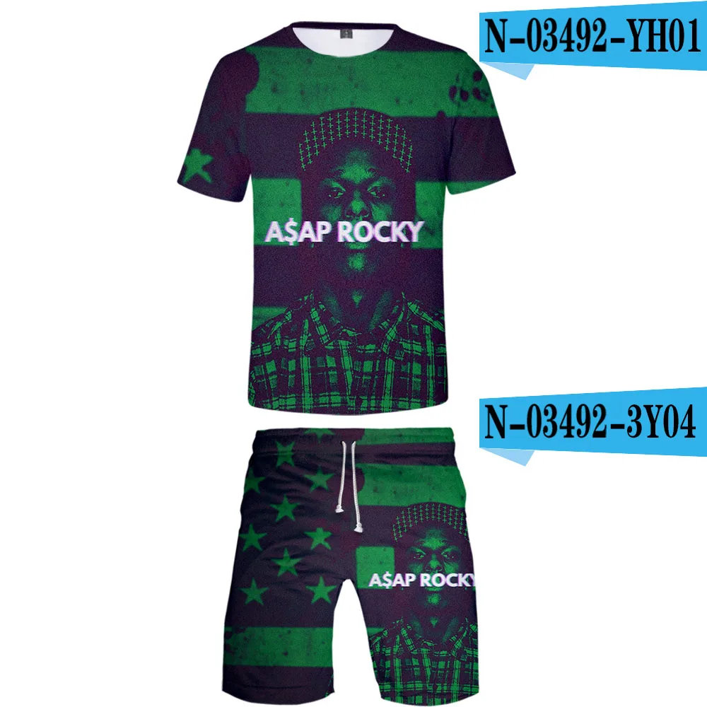 ASAP ROCKY/Коллекция года; модный костюм для косплея с 3D принтом; повседневные футболки с короткими рукавами+ шорты на весну-лето; Повседневные детские шорты - Цвет: Золотой
