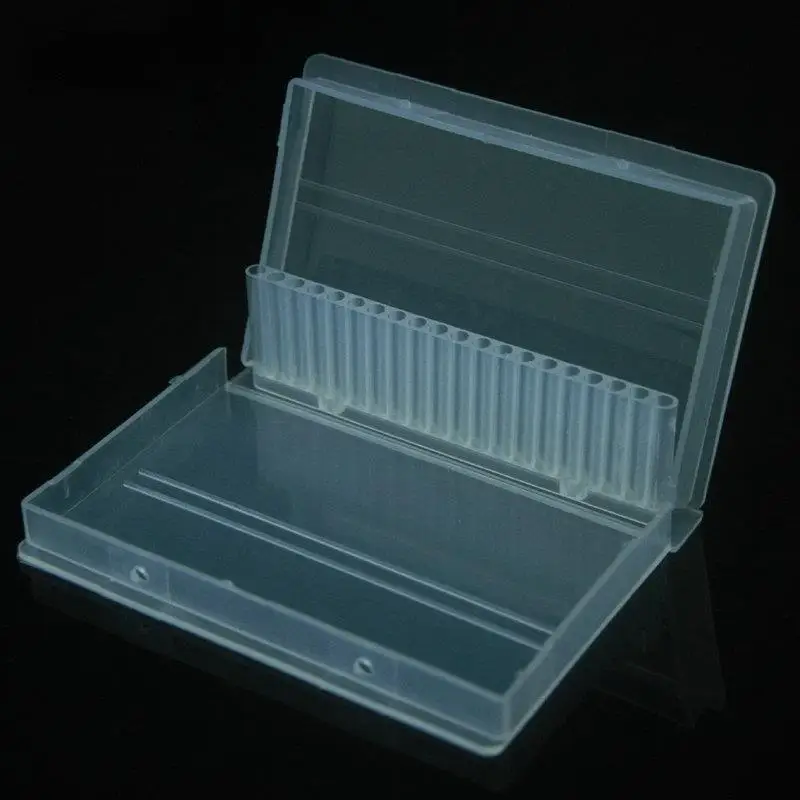 1PC Transparent Acrylic Nail Drill Bits Box 20 Holes Plastic Display Stand Container for 3/32" Bits Drill Exhibition
