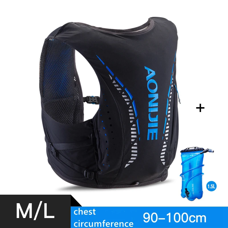 ML Black Blue 1.5L Aonijie открытый рюкзак 8L гидратационный жилет Сверхлегкий дышащий Trail сумки для бега для кемпинга пешего туризма с 1.5L сумка для воды C958 - Цвет: ML Black Blue 1.5L