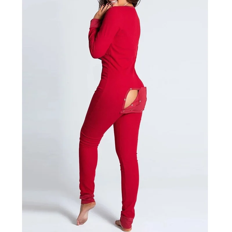 

New Trendy Women Jumpsuits Rompers Solid Sexy & Club Plain Button Design Plunge Lounge Jumpsuit