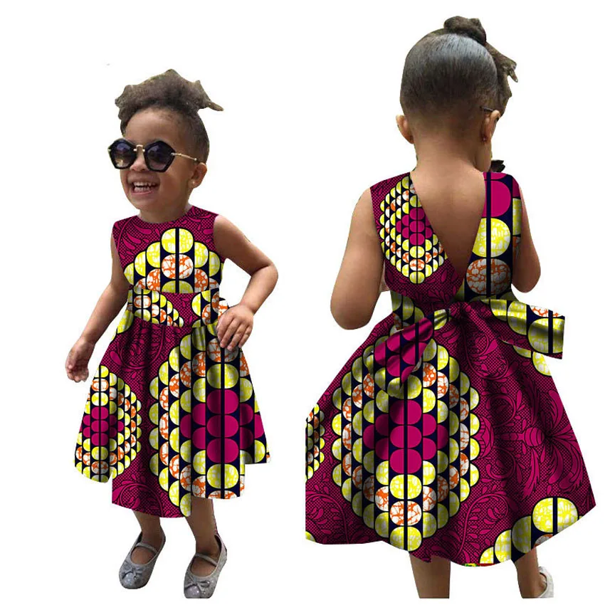 Детские летние платья в африканском стиле для девочек; Новинка года; Bazin; традиционная Дашики с цветочным принтом; винтажная одежда в африканском стиле - Цвет: Color1
