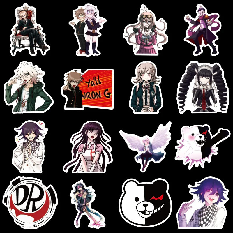 50pcs anime danganronpa trigger happy havoc stickers graffiti decals pvc waterproof car sticker for laptop suitcase skateboard stickers aliexpress