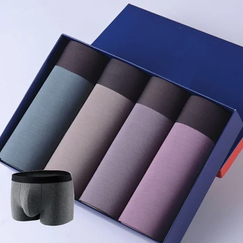 

4pcs/lot Cotton Boxer Men Breathable Men Underwear Soft Multicolor Boxer Homme Silver Edge Boxershorts Men Boxers Underpants