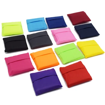 

50PCS / LOT Fold Shopping Bag Oxford Cloth Eco Protection Pure Color Tote Bag Foldable Portable Advertisement Shopping Bag