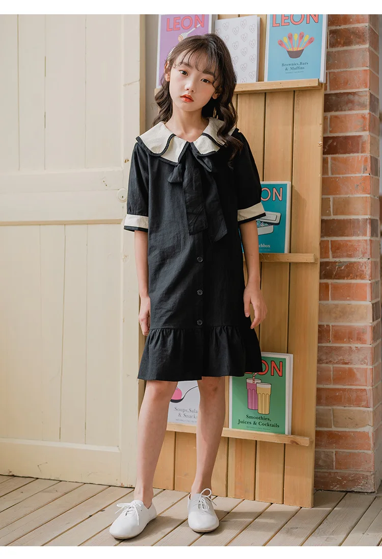 Fashion Girl Summer Clothes Children Dress 2020 New 100% Cotton Big Girls Dresses Kids School Ruffles Teen Baby Princess Dress (11)