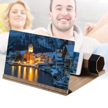 

New 12Inch HD Screen Magnifier Wood Grain Foldable Phone Screen for Watching Movie Videos DOM668