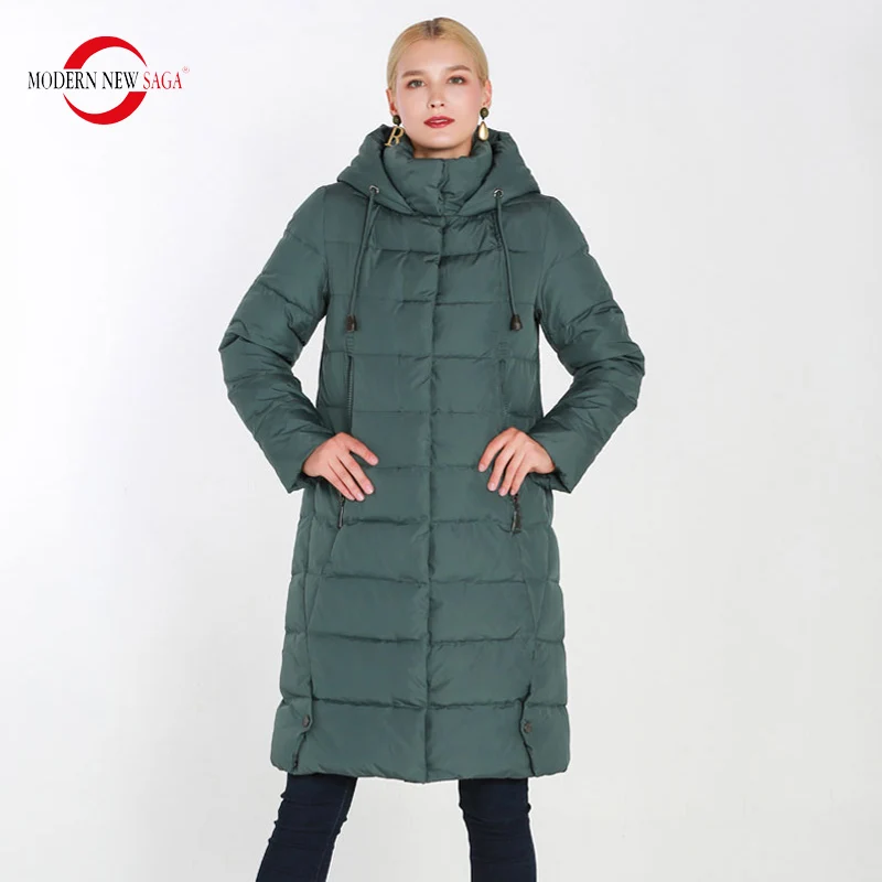 MODERN NEW SAGA Winter Women Coat Long Jacket Women Hooded Coat High Quality Cotton Padded Coat Thick Parka Women Overcoat