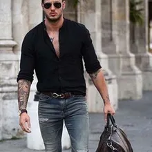 Повседневные топы hombres camisa moda manga larga цвета sólido solapa negocios o camisa повседневные топы blusa Формальные vestido de hombre ca