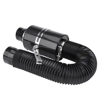 

76mm 3" Universal Carbon Fiber Induction Ram Filter Box Cold Air Intake System W/ Intake Hose Car Cold Air Filter Induction Kit