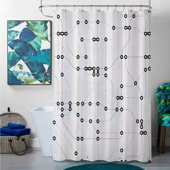 

Shower Curtains Long Map,Colorful Thin Lines Metro Scheme Transportation Network Diagram Outline Urban City Life, Multicolor,W69