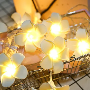 

Vintage Frangipani Flower LED Fairy Light String Battery Home Party Wedding Decorative lantern string lights Night light