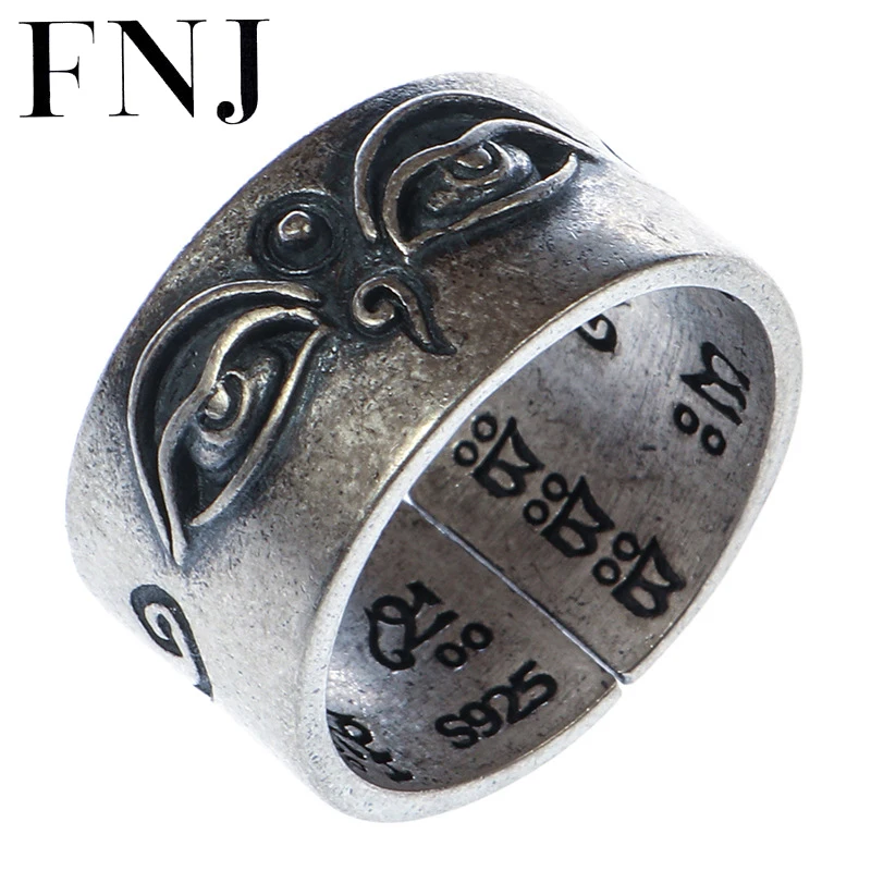 Кольцо FNJ из серебра 925 пробы с Буддой на удачу для мужчин и женщин оригинальное