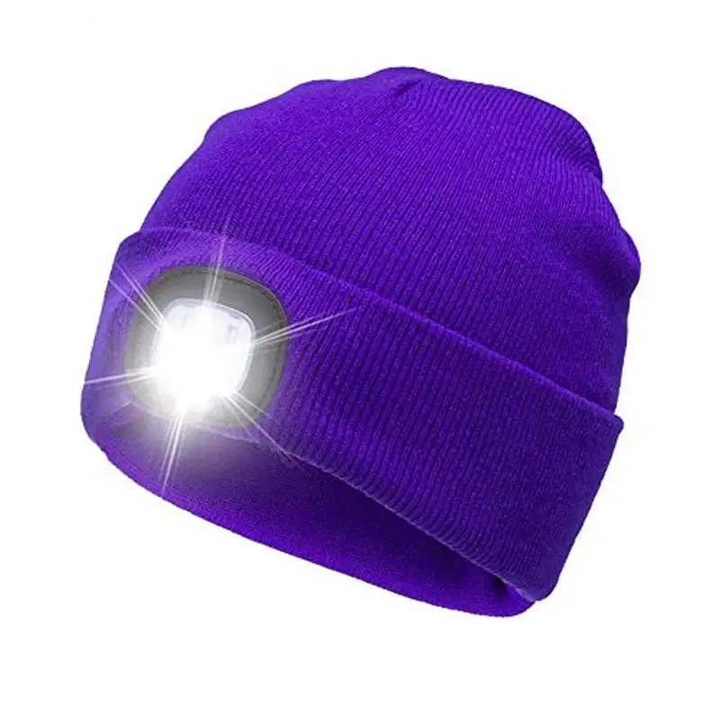 Unisex 4 LED Light Hat Button Battery Type Hands Free Flashlight Cap LED Beanies Knit Hat Keep Warm For Climbing Fishing Outdoor skullies men Skullies & Beanies