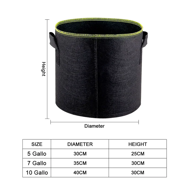 5pcs 5/7/10 Gallon Felt Plant Growing Bags Vegetable Flower Potato Pot Container Garden Planting Basket Farm Home Mushroom Seed 5pcs 5/7/10 Gallon Felt Plant Growing Bags Vegetable Flower Potato Pot Container Garden Planting Basket Farm Home Mushroom Seed