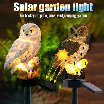 

2 Colors Outdoor Garden Sculptures Lamp Owl Shape for Garden Decoration Waterproof Bird Resin Yard Garden Decoration