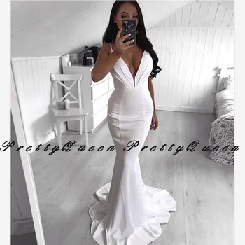 

2020 White Mermaid Bridesmaid Dresses Sexy Spaghetti Sweetheat Customize Women Long Wedding Guest Dress Vestidos