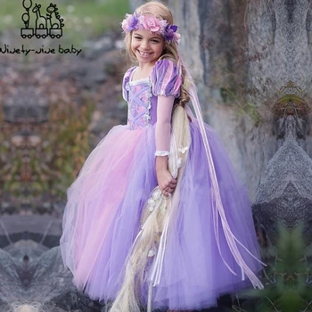 

Fancy Tangled Rapunzel Dress for Girls Chiffon Long-sleeve Sofia Princess Dress Children Halloween Christmas Party Costume