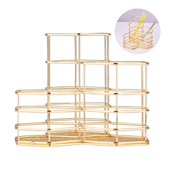 

1 rose gold hexagonal tabletop debris storage basket