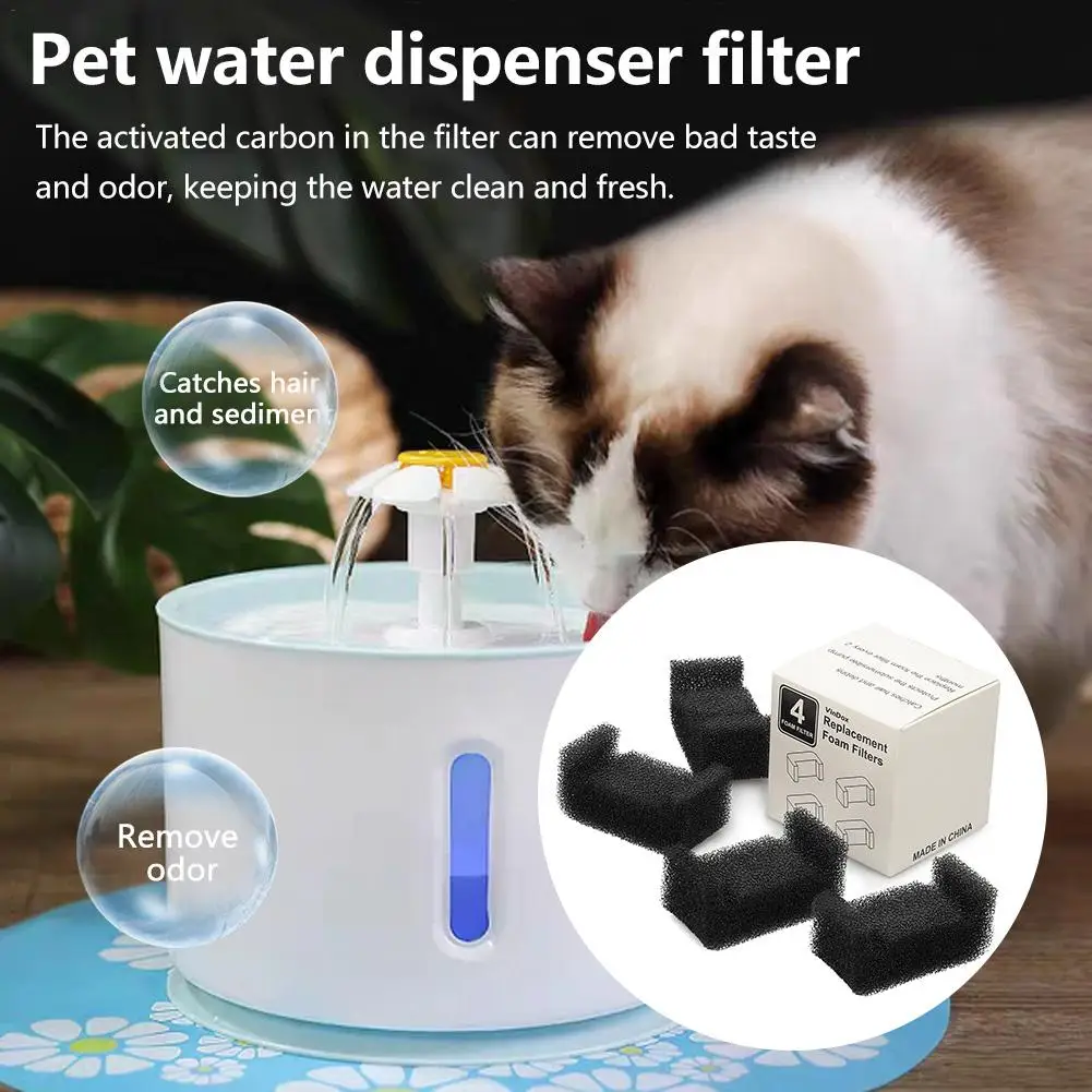 4pcs Activated Carbon Replacement Filters Pet Fountain Automatic Flower